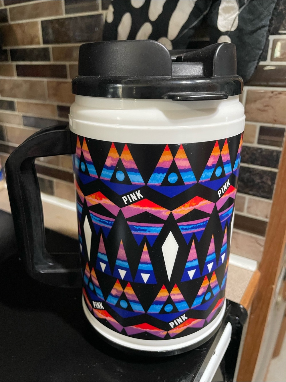 Victoria’s Secret PINK Geometric Travel Mug – Never Used